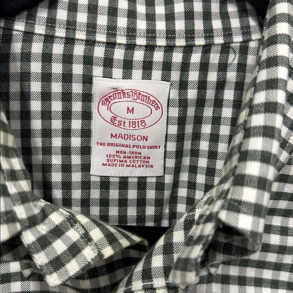 Brooks Brothers green and White Checkered Madison Button-Up Shirt M - Picture 3 of 5